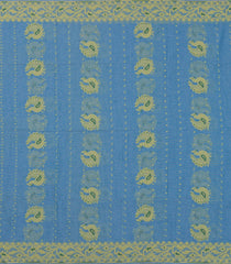 Steel Blue Woven Bengal Cotton Saree With Annam Motifs-BG1715