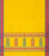 Lemon Yellow Handloom Bengal Cotton Saree With Floral Buttas-BG0994