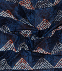 Indigo Printed Jaipur Cotton Saree With Floral Motifs-JC1686
