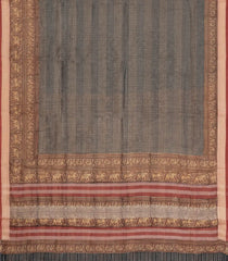 Black Printed Chanderi Cotton Saree With Zari Border-CC1533