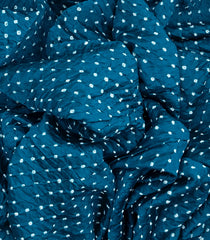 Blue Handloom Bandhej Tussar Silk Saree With Tie & Dye Motifs -TU3032