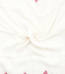 White Handloom Linen Saree With Flower Motifs-LI0743