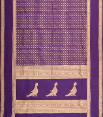 Purple Handloom Kanchipuram Silk Saree With Checks & Buttas-KA15662