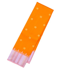 Orange Handloom Korvai Kanchipuram Silk Saree With Buttas & Lavender Border-KA13207