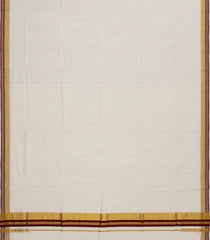 Off White Handloom Kerala Cotton Saree With Maroon Border-KEC1053