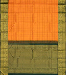 Mango Yellow Handloom Korvai Kanchipuram Silk Saree With Checks-KA12904