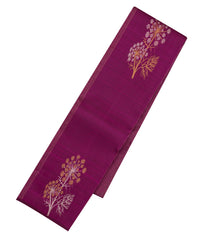 Magenta Handloom Kanchipuram Silk Saree With Stripes & Floral Motifs-KA14094