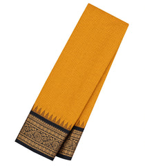 Yellow Handloom Gadwal Cotton Saree With Checks & Contrast Border-GA0342