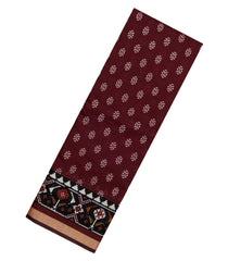 Maroon Printed Chanderi Cotton Saree With Zari Border-BL5496