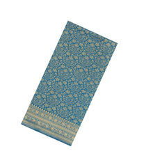 Blue Woven Art Dupion Saree With Floral Zari Motifs-BL5904