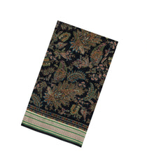 Black Printed Synthetic Dola Silk Saree With Viscose Border-SY0007