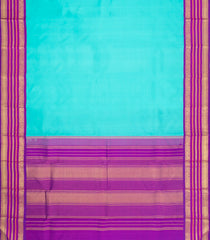 Turquoise Handloom Korvai Kanchipuram Silk Saree With Contrast Border-KA16427