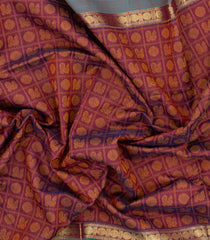 Crimson Handloom Silk Cotton Saree With Annam Chakaram Motifs-SC3947