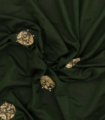Bottle Green Woven Chirala Cotton Saree With Printed Floral  Motifs-CR1370