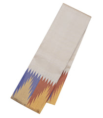 Off White Handloom Korvai Kanchipuram Silk Saree With Temple Border-KA15893