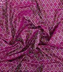 Dark Magenta Handloom Rajkot Patola Silk Saree With Ikat Floral Motifs-IK0585