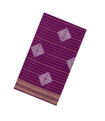 Purple Printed Art Dola Silk Saree With Stripes & Floral Motifs-BL5754