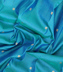 Cyan Handloom Kanchipuram Silk Saree With Zari Checks & Buttas-KA16896