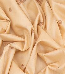 Cream Handwoven Tussar Silk Saree With Kamalam Motifs & Mango Vine Motifs in Border-Cream