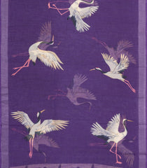 Purple Printed Synthetics Linen Saree With Zari Border-BL5326