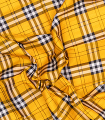 Yellow Handloom Korvai Kanchipuram Silk Saree With Multi Colour Checks-KA15852