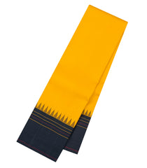 Yellow Handloom Korvai Kanchipuram Silk Saree With Black Temple Border-KA16707