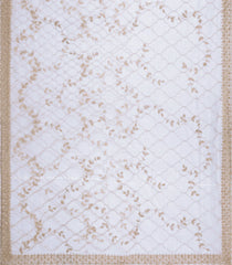 White Woven Net Saree With Hand Embroidered Motifs -EN1772