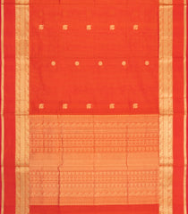 Red Handloom Silk Cotton Saree With Zari Buttas-SC4828