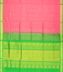 Peach Handloom Silk Cotton Saree With Zari Border & Contrast Pallu-SC3732