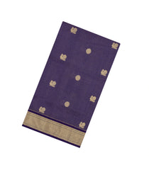 Violet Handloom Soft Silk Cotton Saree With Checks & Buttas-SC4303