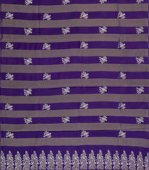Purple & Grey Woven Blended Viscose Saree With Stripes & Bird Buttas-BL4986