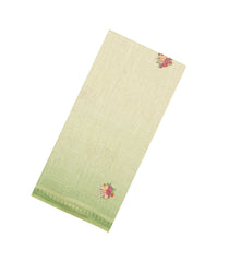 Light Green Woven Linen Saree With Embroidered Tree Motifs-LI0755