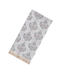 White Printed Synthetic Kotha Silk Saree With Zari Border-SY0032