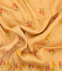 Peach Woven Linen Saree With Printed Floral Motifs-LI0670