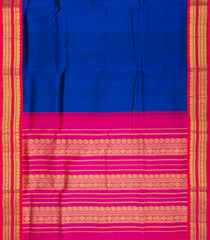 Blue Handloom 9 Yards Korvai Silk Cotton Saree With Contrast Border-SC3754