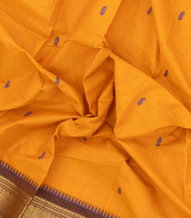 Mustard Woven Chettinad Cotton Saree With Contrast Border-CN1852