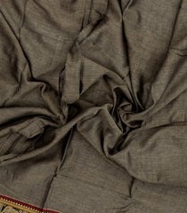 Dark Grey Woven Chirala Cotton Saree With Printed Blouse-CR1506