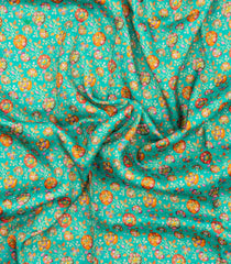 Aquamarine Printed Blended Viscose Saree With Position Printed Floral Motifs-BL5981
