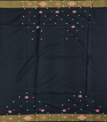 Maroon Handloom Pure Silk Saree With Hand Embroidery & Ikat Border-EN2117