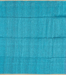 Cyan Handloom Tussar Linen Saree With Floral Motifs-TU3015
