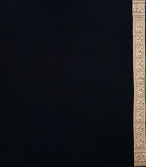 Black Woven Blended Satin Saree With Floral Zari Motifs-BL6001