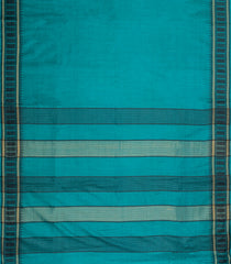 Turquoise Woven Tussar Silk Saree With Contrast Border-TU3480