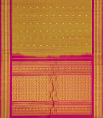 Mustard Handloom Gadwal Silk Cotton Saree With Buttas -GA0279