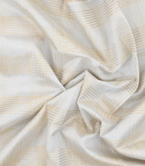 White Handloom Korvai Silk Cotton Saree With Checks & Contrast Border-SC3870