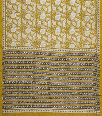 Yellow Printed Chanderi Cotton Saree With Floral Motifs-CC1773