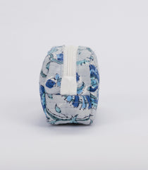 White Cotton Bagru Printed Coin Pouch With Zipper-ACS1057