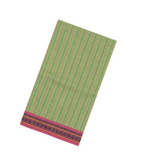 Cardamom Green Handloom Village Cotton Saree With Checks-VC1610