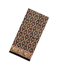 Black Printed Jaipur Cotton Saree With Floral Motifs-JC1469