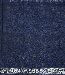 Indigo Printed Jaipur Cotton Saree With Abstract Motifs-JC1472