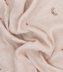 Off White Printed Art Linen Saree With Madhubani Motifs-SY0596